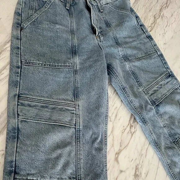 Agolde Cooper Cargo Pants in Rank Womens Size 28 Jeans Blue Light Wash Denim - Picture 6 of 9